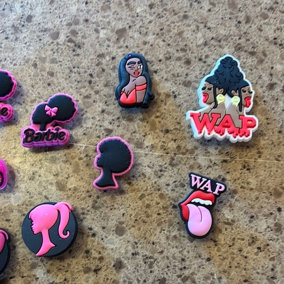 CROCS Barbie Pink‎ and Black Shoe Accents - Picture 4 of 5